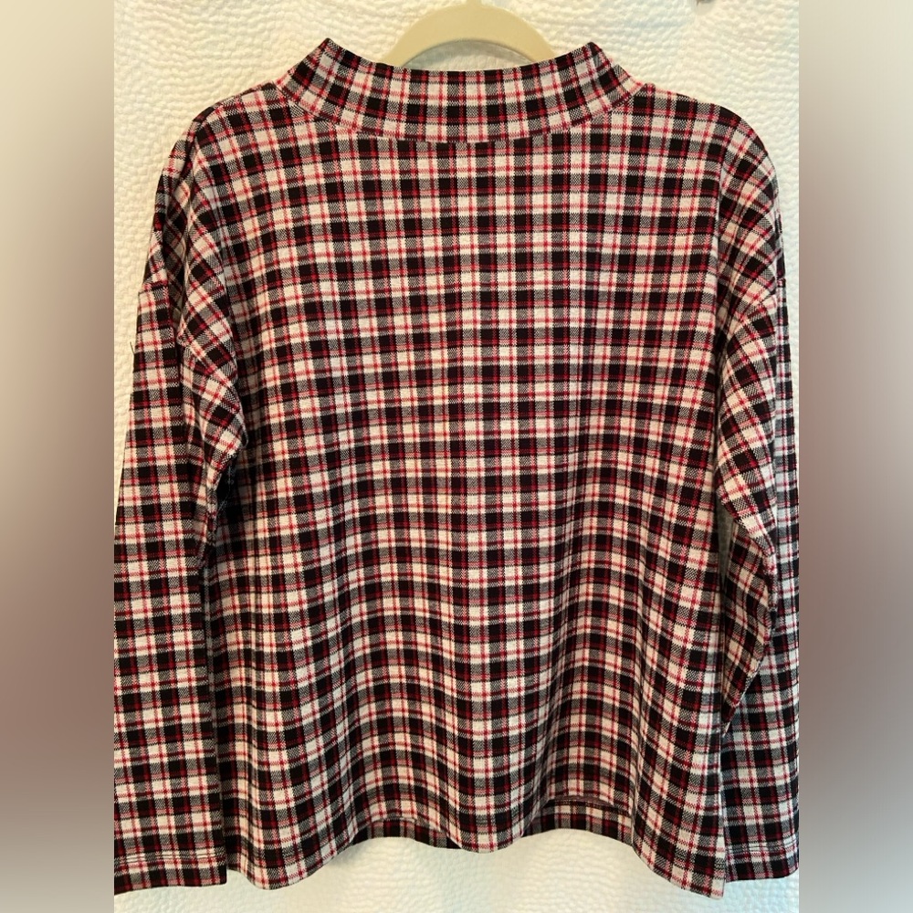 Ann Taylor plaid mock neck top